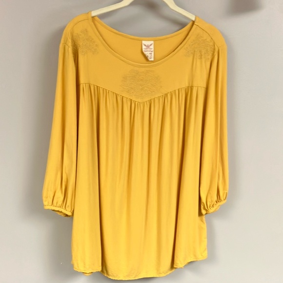 Faded glory mustard yellow detailed shirt xxl 20 - Picture 2 of 8